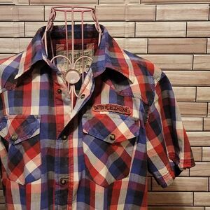 Overdrive clothing plaid collared shirt Size M